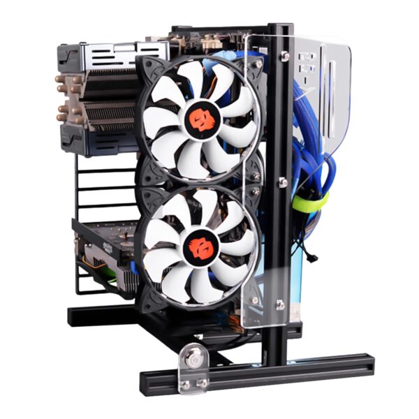 DIY Computer Motherboard Case Rack, Bare Metal PC Frame Vertical Test Bench Computer Case, Self-Assembly Open Air Water Cooling Fan Chassic Rack, Fits ITX M-ATX ATX Motherboard Open Chassis (Black) - Image 6
