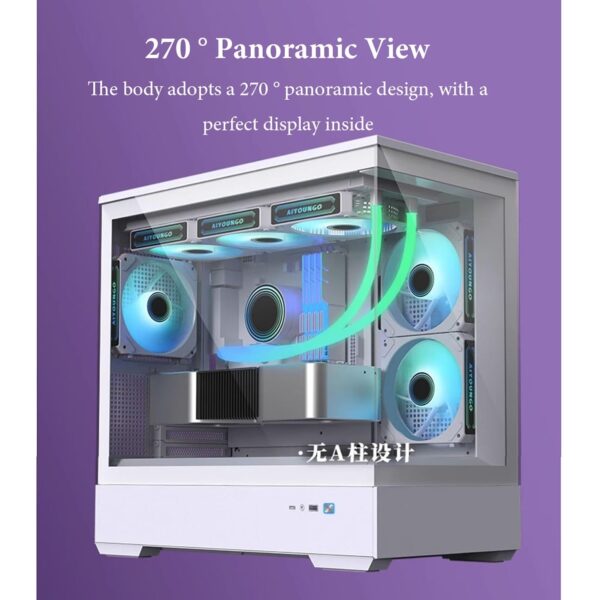 ATX Case, Computer Cases,Mid-Tower PC Gaming Case M-ATX/ITX - Front I/O USB 3.0 /Type-C Port - 270 ° Panoramic View Tempered Glass Panel - Includes A Themed Light Board - Image 3