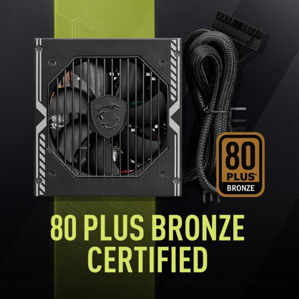 MSI MAG A750BE Gaming Power Supply - 80 Plus Bronze Certified 750W - Semi-Modular - Low Noise ATX PSU (Renewed) - Image 4