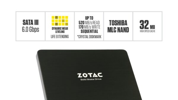 ZOTAC 120GB SSD MLC SATA III Internal 2.5” 7mm height (ZTSSD-A4P-120G) - Image 3