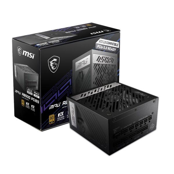 MSI MPG A850G PCIE 5 & ATX 3.0 Gaming Power Supply - Full Modular - 80 Plus Gold Certified 850W - 100% Japanese 105°C Capacitors - Compact Size - ATX PSU (Renewed)