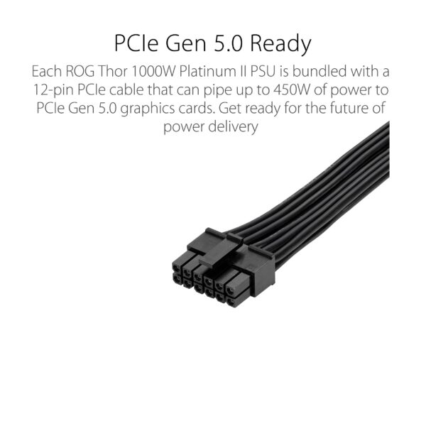 ASUS ROG Thor 1000W Platinum II Fully Modular Power Supply (1000 Watt, 80+ Platinum, Lambda A++ Certified, ROG Heatsinks, 135mm PWM Fan, 0dB Mode, OLED Panel, Sleeved Cables, Aura Sync) (Renewed) - Image 5