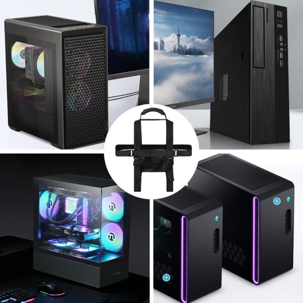 Computer Carrying Harness, Computer Tower Mount Bracket, Desktop Computer Tower Carrier Harness, Computer Travel Holder, Adjustable Desktop Computer Holder - Image 4