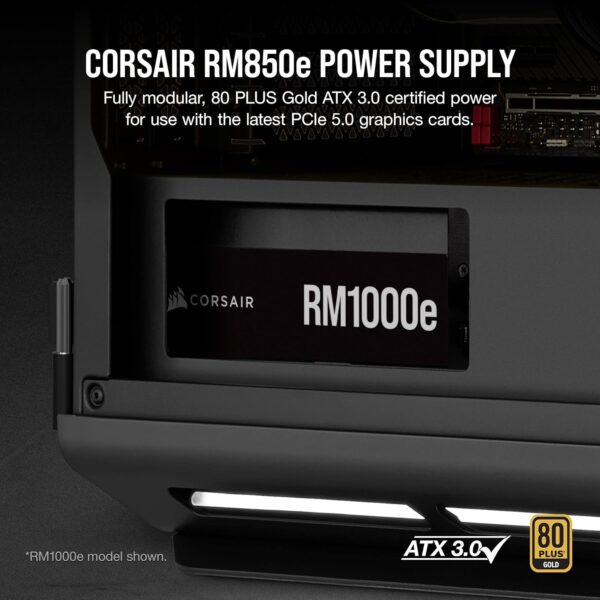 Corsair RM850e (2023) Fully Modular Low-Noise Power Supply - ATX 3.0 & PCIe 5.0 Compliant - 105°C-Rated Capacitors - 80 Plus Gold Efficiency - Modern Standby Support - Black (Renewed) - Image 4