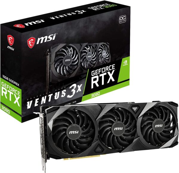 MSI Gaming GeForce RTX 3080 10GB GDRR6X 320-Bit HDMI/DP Nvlink Torx Fan 3 Ampere Architecture OC Graphics Card (RTX 3080 VENTUS 3X 10G OC) (Renewed)