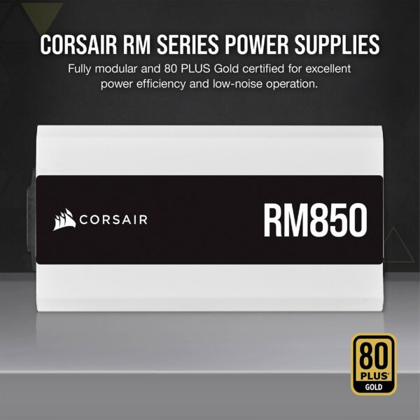 Corsair CORSAIR RM Series (2021), White, RM850, 850 Watt, 80 Plus Gold Certified, Fully Modular Power Supply (Renewed) - Image 2