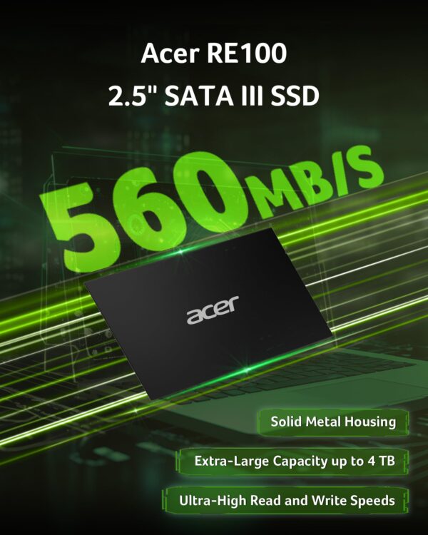 acer RE100 2.5 Inch SATA III SSD 2TB Internal Solid State Drive with SLC Cache, Read Speeds Up to 560MB/s - BL.9BWWA.110 - Image 2