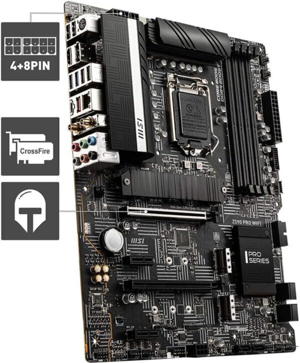 MSI Z590 PRO WiFi ProSeries PC Gaming Motherboard (ATX, 11th/10th Gen Intel Core, LGA 1200 Socket, DDR4, PCIe 4, M.2 Slots, USB 3.2 Gen 2, 2.5G LAN, DP/HDMI, Wi-Fi 6E) (Renewed) - Image 5