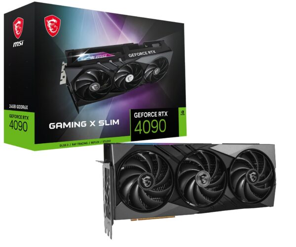 MSI Gaming GeForce RTX 4090 24GB GDRR6X 384-Bit HDMI/DP Nvlink Tri-Frozr 3 Ada Lovelace Architecture OC Graphics Card (RTX 4090 Gaming X Slim 24G) (Renewed)