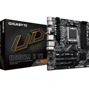 GIGABYTE B650M C V2 (AM5/ LGA 1718/ AMD/ B650/ Micro-ATX/ 5-Year Warranty/ DDR5/ PCIe 4.0 M.2/ PCIe 4.0/ USB 3.2 Gen1 Type-C/ 1GbE LAN/Motherboard) (Renewed)