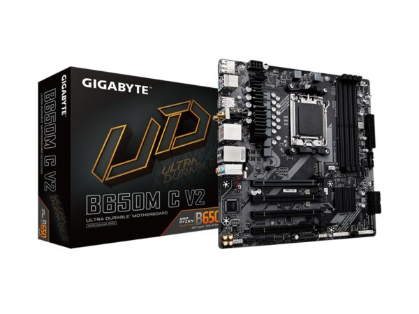 GIGABYTE B650M C V2 (AM5/ LGA 1718/ AMD/ B650/ Micro-ATX/ 5-Year Warranty/ DDR5/ PCIe 4.0 M.2/ PCIe 4.0/ USB 3.2 Gen1 Type-C/ 1GbE LAN/Motherboard) (Renewed)