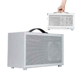 CPU Case Holder, Pc Holder Computer Case with Fan, Adjustable Under Desk and Wall Pc Mount, Fan Desktop Case with Mesh Front Panel, Portable Computer Host Pc Accessories for Home Workplace