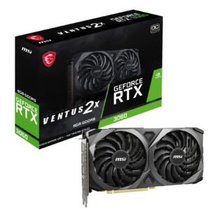 MSI Gaming GeForce RTX 3060 8GB GDRR6 128-Bit HDMI/DP PCIe 4 Torx Twin Fan Ampere OC Graphics Card (RTX 3060 Ventus 2X 8G OC) (Renewed)