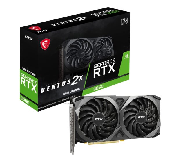 MSI Gaming GeForce RTX 3060 8GB GDRR6 128-Bit HDMI/DP PCIe 4 Torx Twin Fan Ampere OC Graphics Card (RTX 3060 Ventus 2X 8G OC) (Renewed)