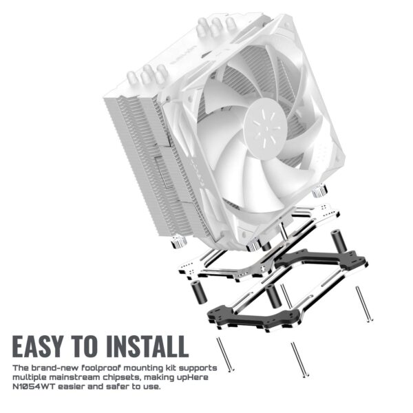 upHere White CPU Air Cooler,5 Heat Pipes,120mm PWM Processor 180W TDP Fan for AMD Ryzen AM4 Universal Socket/Intel LGA115X - Image 4