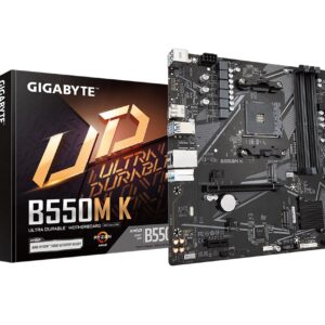 GIGABYTE B550M K (AM4/ AMD/ B550/ Micro-ATX/Dual M.2/ SATA 6Gb/s/USB 3.2 Gen 1/ Realtek GbE LAN/PCIe 4.0/ Motherboard) (Renewed)