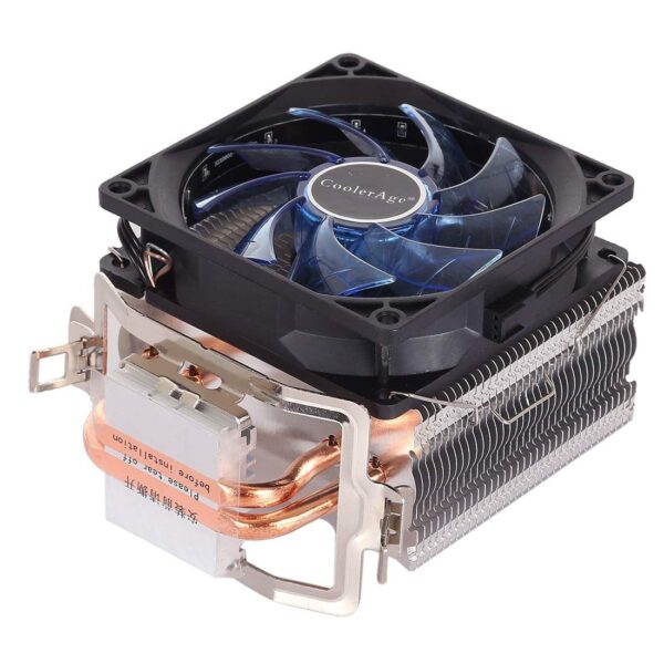 Tangyongjiao Computer Accessories LED CPU Cooler Pure Copper Double Heat Pipe CPU Radiator CPU Fan, with Blue Light - Image 4