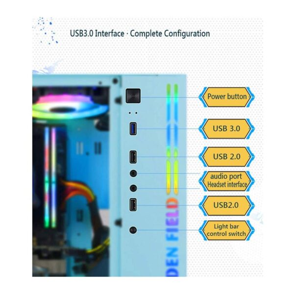 Computer Gaming Case,Comes with RGB Light Strip,Desktop Case,Supports ATX M-ATX ITX,Pre-Installed 7 Fans,Supports Air Cooling (Color : Style 3) - Image 7