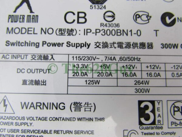 Power Man IP-P300BN1-0 T 300W 300 Watts Switching SFX12V Power Supply PSU (Renewed) - Image 5