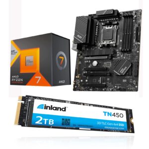Micro Center AMD Ryzen 7 7800X3D 8-Core16-Thread Desktop Processor Bundle with MSI PRO B650-P WiFi ProSeries Motherboard and Inland TN450 Internal M.2 NVMe SSD 2TB up to 5,000 MB/s
