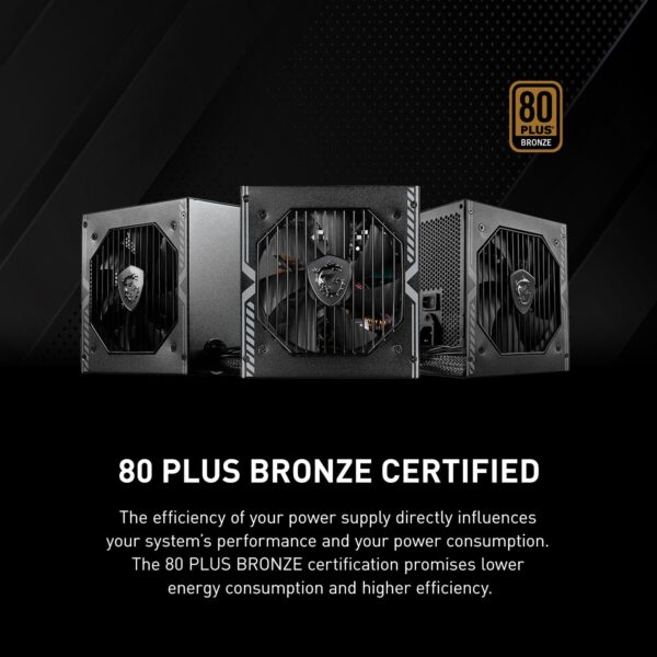 MSI MAG A550BN Gaming Power Supply - 80 Plus Bronze Certified 550W - Compact Size - ATX PSU (Renewed) - Image 2