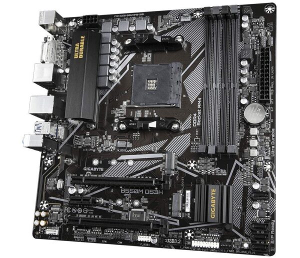 GIGABYTE B550M DS3H (AM4 AMD/B550/Micro ATX/Dual M.2/SATA 6Gb/s/USB 3.2 Gen 1/PCIe 4.0/HMDI/DVI/DDR4/Motherboard) (Renewed) - Image 4
