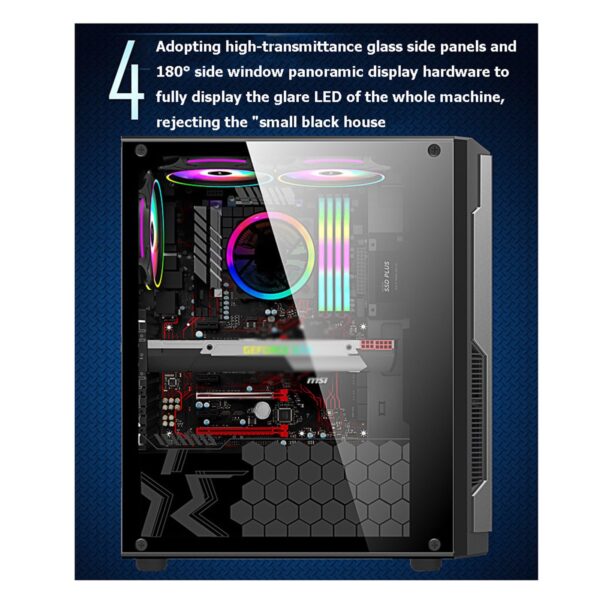 Mid-Tower Case,Computer Game Case,ATX,MICROATX,ITX Case,Tempered Glass Side Panel,Suitable for Gaming and Office Work,6 Fans (Color : White) - Image 7