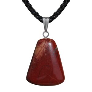 Steampunkers USA Core Elements - 20mm Keystone Trapezoid Wedge Fan – Red Jasper, Brown – Adjustable Cord – Black