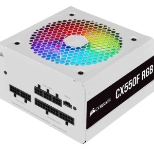 Corsair CX550F RGB, 550 Watt, 80 PLUS Bronze, Fully Modular RGB White Power Supply (Renewed)
