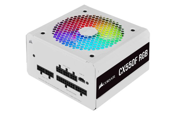 Corsair CX550F RGB, 550 Watt, 80 PLUS Bronze, Fully Modular RGB White Power Supply (Renewed)