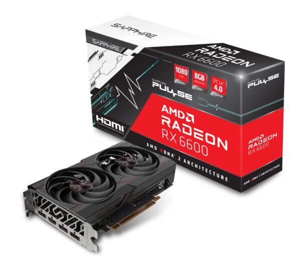 Sapphire 11310-01-20G Pulse AMD Radeon RX 6600 Gaming Graphics Card with 8GB GDDR6, AMD RDNA 2 (Renewed)
