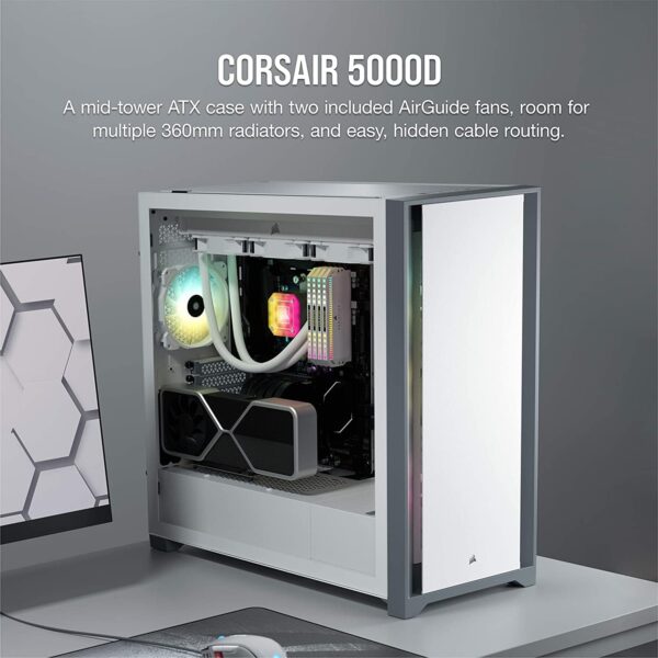 Corsair 5000D Tempered Glass Mid-Tower ATX PC Case (CC-9011209-WW) - White (Renewed) - Image 2