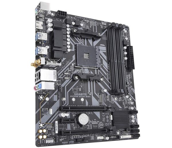 Gigabyte B450M DS3H WiFi (AM4//AMD/B450/mATX/SATA 6GB/s/USB 3.1/HDMI/Wifi/DDR4/Motherboard) (Renewed) - Image 2