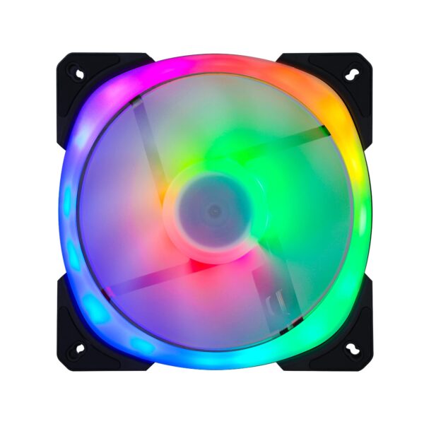 Gelid Solutions Lyra 140mm Dual Ring ARGB Fan (Pack of 1), 24 ARGB LED, Addressable RGB Controls, Noiseless Motor, Airflow Optimized, Daisy-Chain Compatible, FN-LYRA-01 - Black - Image 2