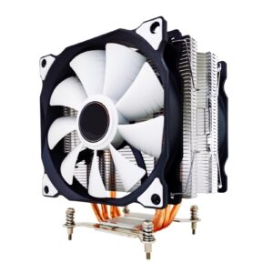 CPU Cooler 4 Heatpipes 120mm PWM 4 Pin Fan PC Quiet CPU Fan 1700 1200 2011 X79 X99 AMD AM5 AM4 CPU Cooling Fan 2011-X79-X99-E5 (Color : No Light 2 Fan)