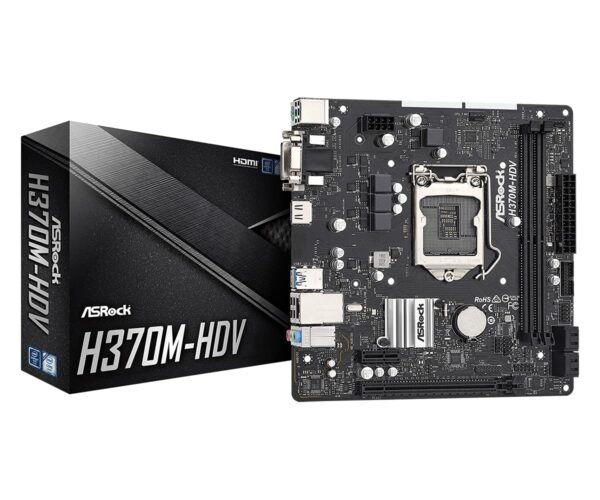 ASRock H370M-HDV LGA1151/ Intel H370/ DDR4/ SATA3&USB3.2/ Micro ATX Motherboard (Renewed)