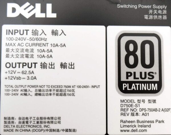 Aquamoon Trading 5NF18 Genuine OEM Dell PowerEdge R820 R720 R620 R520 PSU 750W Power Supply DPS-750AB-2 Switching P/S D750E-S1 Server Power Source (Renewed) - Image 6