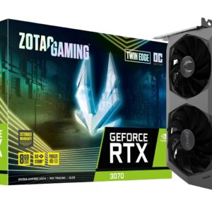 ZOTAC Gaming GeForce RTX 3070 Twin Edge OC 8GB GDDR6 256-bit 14 Gbps PCIE 4.0 Gaming Graphics Card, IceStorm 2.0 Advanced Cooling, White LED Logo Lighting, ZT-A30700H-10P (Renewed)