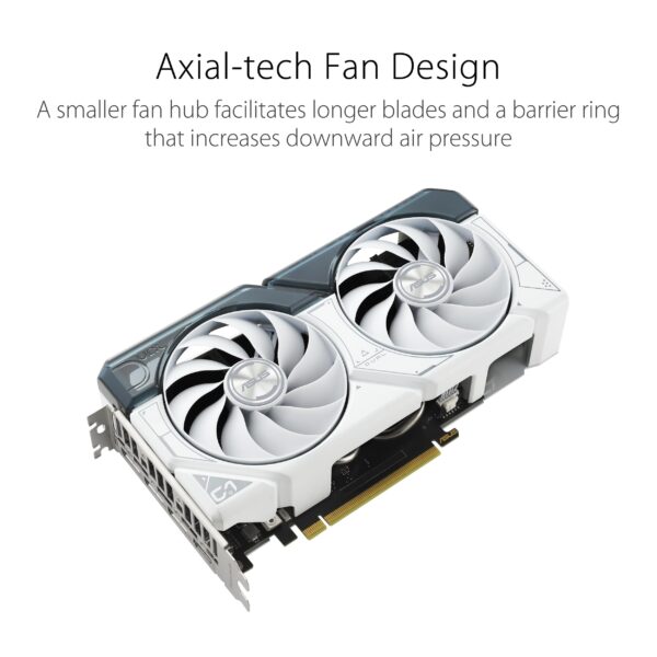 ASUS Dual GeForce RTX™ 4060 OC White Edition 8GB GDDR6 (PCIe 4.0, 8GB GDDR6, DLSS 3, HDMI 2.1a, DisplayPort 1.4a, 2.5-Slot Design, Axial-tech Fan Design, 0dB Technology, and More) (Renewed) - Image 2