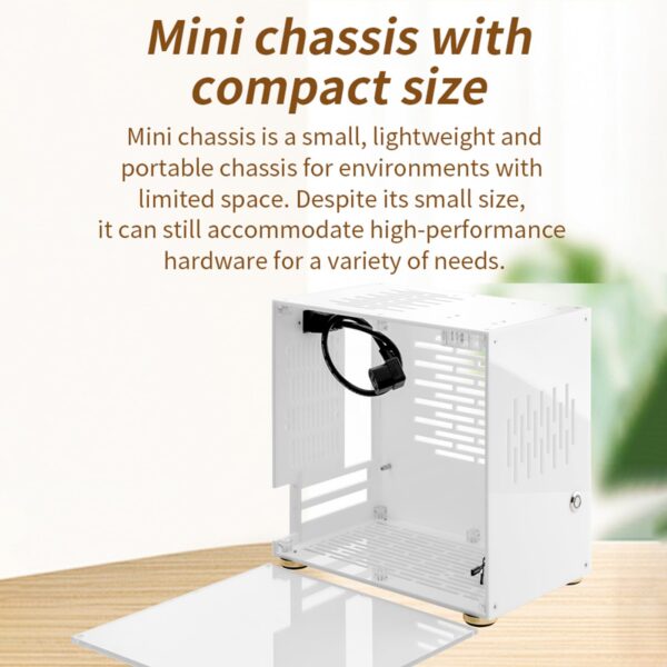 HUIOP Small Computer Case Plexiglass Shell Compact PC Case Desktop PC Case ITX Motherboard 210mm Graphics Card SFX Power Supply All-Round Heat Dissipation PC Chassis, White - Image 5