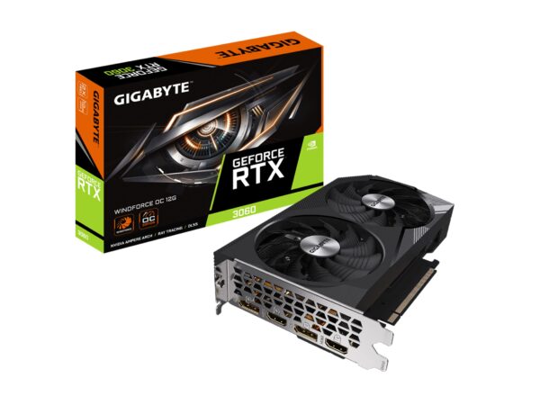 Gigabyte GeForce RTX 3060 WINDFORCE OC 12G Graphics Card, 2X WINDFORCE Fans, 12GB 192-bit GDDR6, GV-N3060WF2OC-12GD Video Card (Renewed)