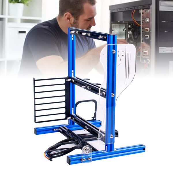 Computer Open Case Bracket, Excellent Open Computer Case Heat Dissipation Vertical Aluminum DIY Frame Supports ATX MATX ITX Motherboard(Blue) - Image 3