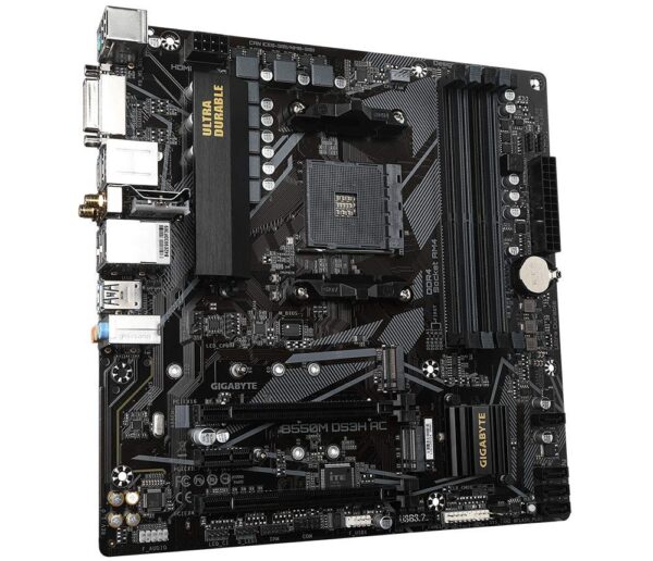 GIGABYTE B550M DS3H AC (AM4 AMD/B550/Micro ATX/Dual M.2/SATA 6Gb/s/USB 3.2 Gen 1/PCIe 4.0/HMDI/DVI/DDR4/Motherboard) (Renewed) - Image 3