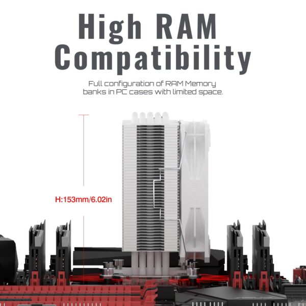 upHere White CPU Air Cooler,5 Heat Pipes,120mm PWM Processor 180W TDP Fan for AMD Ryzen AM4 Universal Socket/Intel LGA115X - Image 7