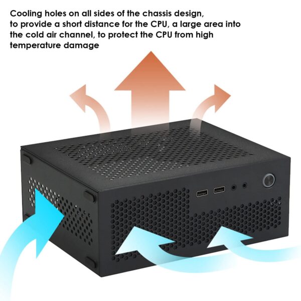 Soaying A09 HTPC Computer Case Mini ITX Gaming PC Chassis Desktop Chassis USB2.0 Computer Case Home Computer Case Black - Image 4