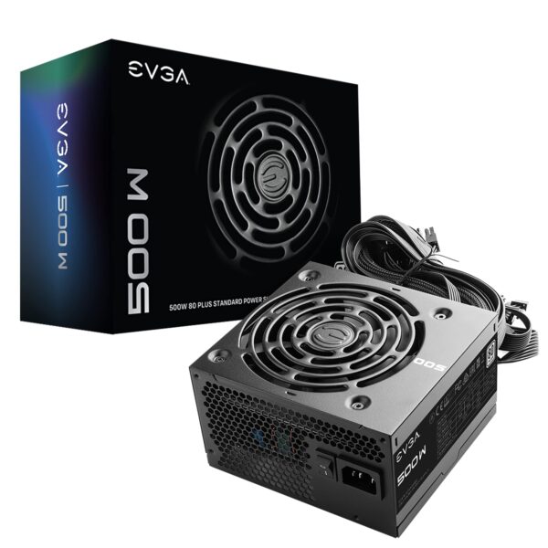 EVGA 500 W1, 80+ WHITE 500W, 3 Year Warranty, Power Supply 100-W1-0500-KR, Black (Renewed)