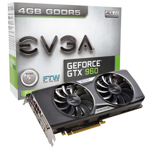 EVGA GeForce GTX 960 4GB FTW GAMING ACX 2.0+, Whisper Silent Cooling w/ Free Installed Backplate Graphics Card 04G-P4-3968-KR (Renewed)