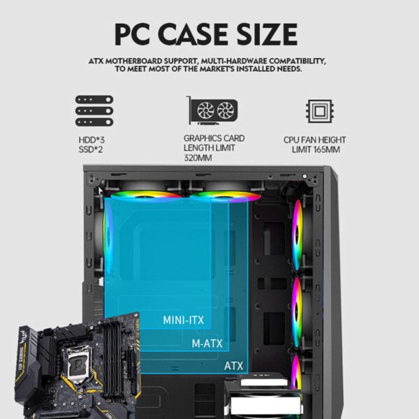 ZXCVBNAS Computer Case ATX Mid Tower PC Gaming Case - Front USB Port - Quick-Release Tempered Glass Side Panel - Cable Management System - Water-Cooling Ready - Black/White,White - Image 5