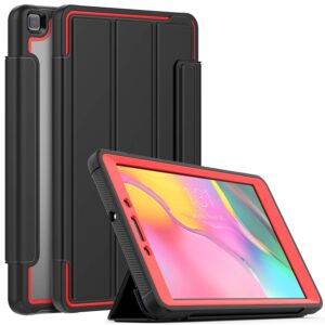 TianTa Galaxy Tab A 10.1 Case 2019, Slim Leather Full Body Hard Back Shell Smart Cover with Built-in Screen Protector for Samsung Galaxy Tab A 10.1 inch SM-T510/T515/T517, Black/Rose