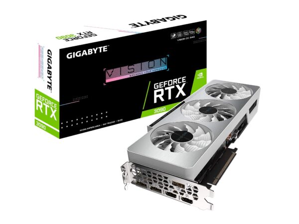 GIGABYTE GeForce RTX 3090 Vision OC 24G Graphics Card, 3X WINDFORCE Fans, 24GB 384-bit GDDR6X, GV-N3090VISION OC-24GD Video Card (Renewed)
